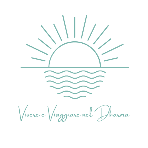 Logo Vivere e Viaggiare nel Dharma Colore blu #7cb7af Logo Vivere e Viaggiare nel Dharma